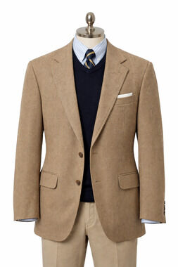 VTG L.L. Bean Blazer 44R Tan Brown Houndstooth Check Sport Coat USA Made Jacket